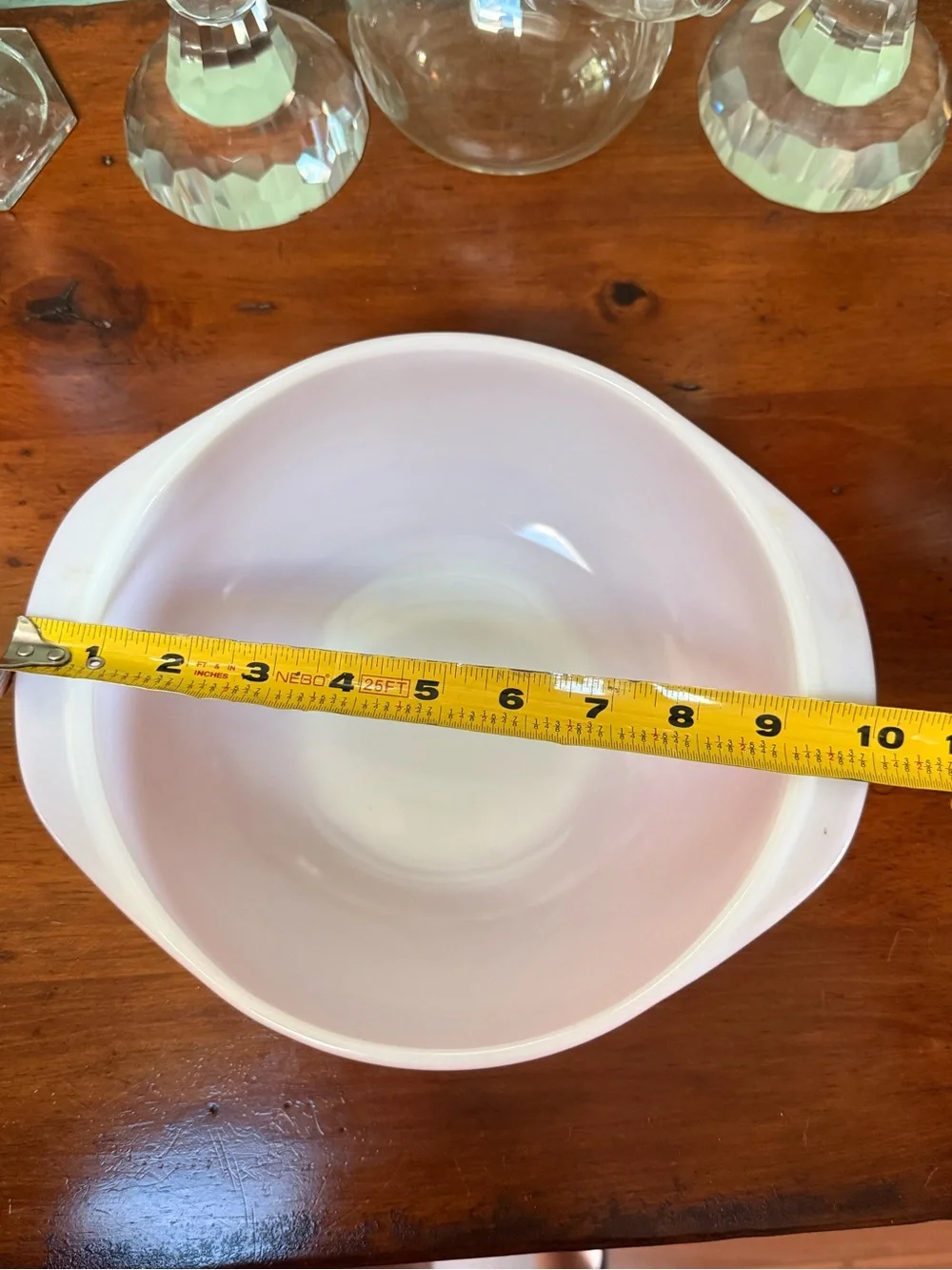 Vintage Pyrex Serving Bowl in Pink and White